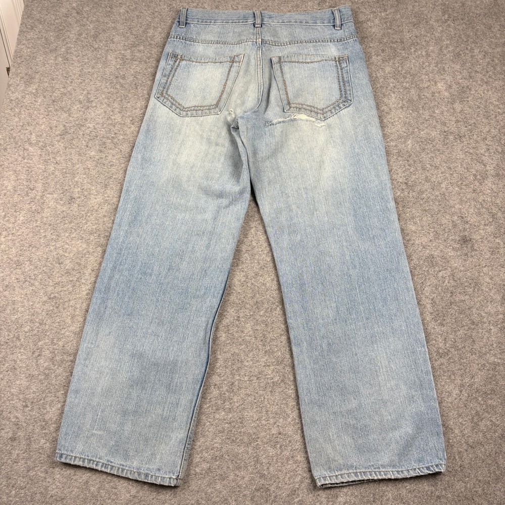 Avirex Jeans Mens 32 Light Wash Baggy Wide Leg‎ Vintage Denim Y2K Streetwear 00s - Picture 7 of 15